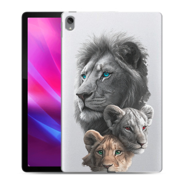 Силиконовый чехол на Lenovo Tab P11 Plus с принтом Львы