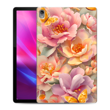 Силиконовый чехол на Lenovo Tab P11 Plus с принтом Цветы и бабочки