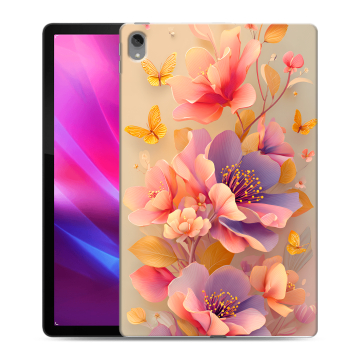 Силиконовый чехол на Lenovo Tab P11 Plus с принтом Цветы и бабочки
