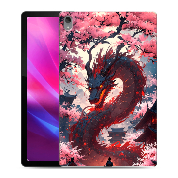 Силиконовый чехол на Lenovo Tab P11 Plus с принтом Дракон Японский