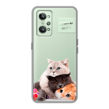 Силиконовый чехол на Realme GT2 с принтом Кошки