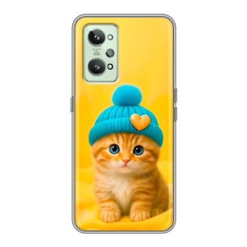 Силиконовый чехол на Realme GT2 с принтом Котенок в шапке Силиконовый чехол на Realme GT2 с принтом Котенок в шапке
