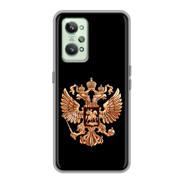 Силиконовый чехол на Realme GT2 с принтом Герб России золотой Силиконовый чехол на Realme GT2 с принтом Герб России золотой