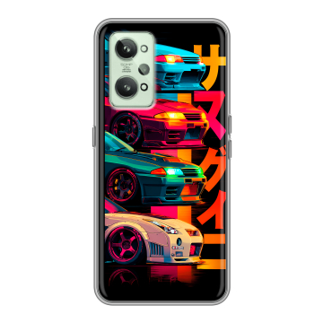 Силиконовый чехол на Realme GT2 с принтом Гоночные машины