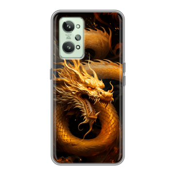 Силиконовый чехол на Realme GT2 с принтом Золотой дракон Силиконовый чехол на Realme GT2 с принтом Золотой дракон