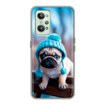 Силиконовый чехол на Realme GT2 с принтом Мопс в шапке