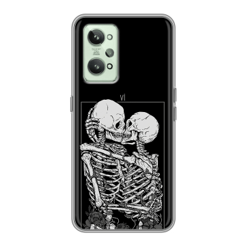 Силиконовый чехол на Realme GT2 с принтом Поцелуй скелетов