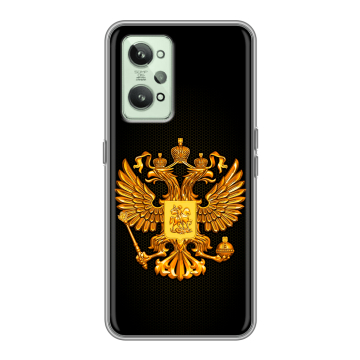 Силиконовый чехол на Realme GT2 с принтом Герб России желтый