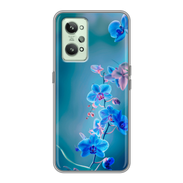 Силиконовый чехол на Realme GT2 с принтом Голубые цветы