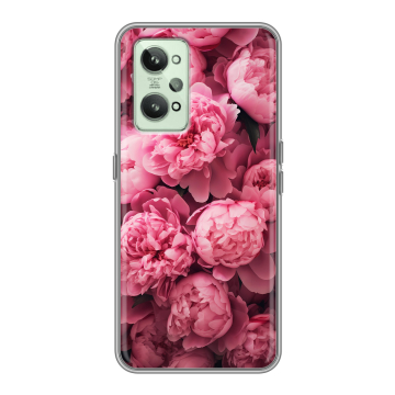 Силиконовый чехол на Realme GT2 с принтом цветы пионы