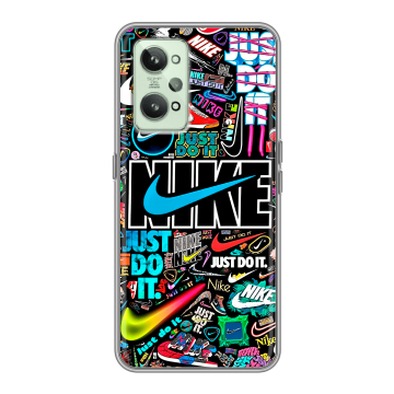 Силиконовый чехол на Realme GT2 с принтом найк nike черный Силиконовый чехол на Realme GT2 с принтом найк nike черный