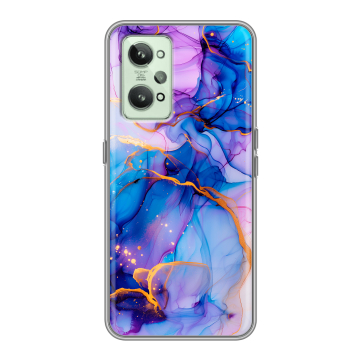 Силиконовый чехол на Realme GT2 с принтом синий мрамор