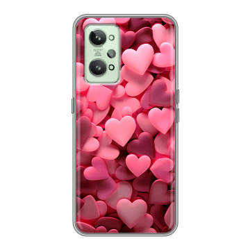 Силиконовый чехол на Realme GT2 с принтом розовые сердечки