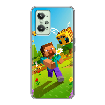 Силиконовый чехол на Realme GT2 с принтом Майнкрафт Minecraft
