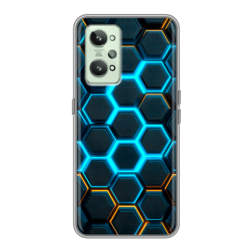Силиконовый чехол на Realme GT2 с принтом Неоновые соты Силиконовый чехол на Realme GT2 с принтом Неоновые соты