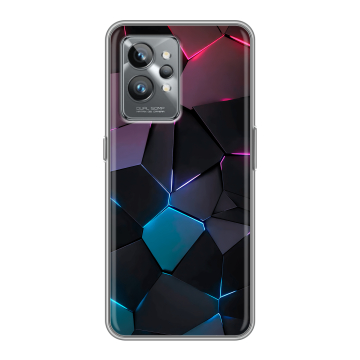 Силиконовый противоударный чехол на Realme GT2 Pro с принтом Геометрия неона