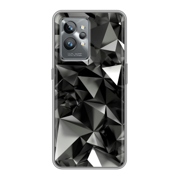 Силиконовый противоударный чехол на Realme GT2 Pro с принтом Черные кристаллы