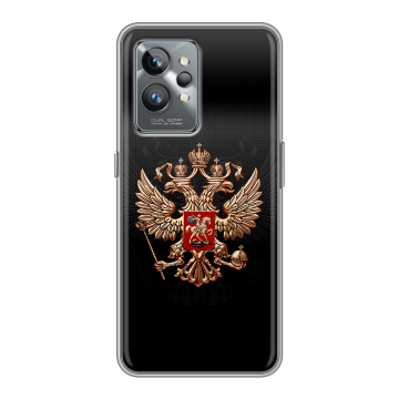 Силиконовый противоударный чехол на Realme GT2 Pro с принтом Герб России