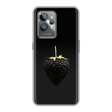 Силиконовый противоударный чехол на Realme GT2 Pro с принтом Черная клубника