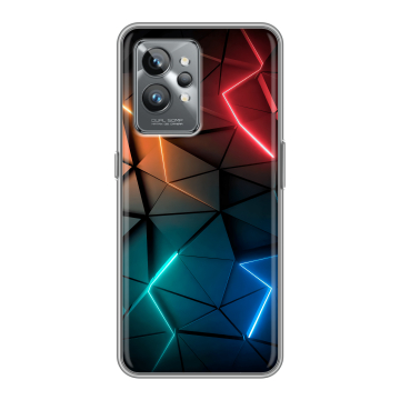 Силиконовый противоударный чехол на Realme GT2 Pro с принтом Абстракция неон