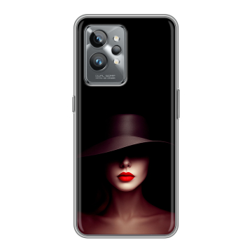 Силиконовый противоударный чехол на Realme GT2 Pro с принтом Девушка в шляпе Силиконовый противоударный чехол на Realme GT2 Pro с принтом Девушка в шляпе