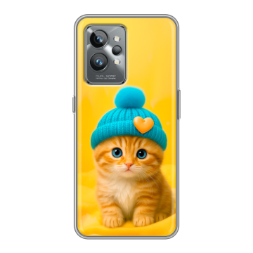 Силиконовый противоударный чехол на Realme GT2 Pro с принтом Котенок в шапке Силиконовый противоударный чехол на Realme GT2 Pro с принтом Котенок в шапке