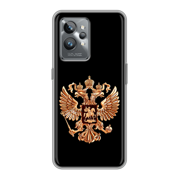 Силиконовый противоударный чехол на Realme GT2 Pro с принтом Герб России золотой Силиконовый противоударный чехол на Realme GT2 Pro с принтом Герб России золотой