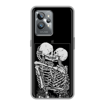 Силиконовый противоударный чехол на Realme GT2 Pro с принтом Поцелуй скелетов Силиконовый противоударный чехол на Realme GT2 Pro с принтом Поцелуй скелетов