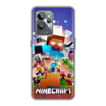 Силиконовый противоударный чехол на Realme GT2 Pro с принтом Майнкрафт Minecraft Силиконовый противоударный чехол на Realme GT2 Pro с принтом Майнкрафт Minecraft