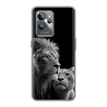 Силиконовый противоударный чехол на Realme GT2 Pro с принтом Лев кошки Силиконовый противоударный чехол на Realme GT2 Pro с принтом Лев кошки