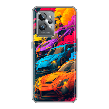 Силиконовый противоударный чехол на Realme GT2 Pro с принтом Тачки Силиконовый противоударный чехол на Realme GT2 Pro с принтом Тачки