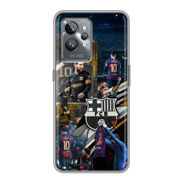Силиконовый противоударный чехол на Realme GT2 Pro с принтом Messi Barcelona