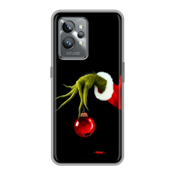Силиконовый противоударный чехол на Realme GT2 Pro с принтом Новый год Гринч Силиконовый противоударный чехол на Realme GT2 Pro с принтом Новый год Гринч
