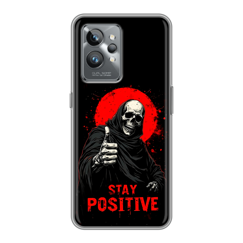 Силиконовый противоударный чехол на Realme GT2 Pro с принтом смешной скелет Силиконовый противоударный чехол на Realme GT2 Pro с принтом смешной скелет