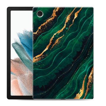 Силиконовый чехол на планшета Samsung Galaxy Tab A8 10.5 (2021) с принтом Мрамор зеленое золото
