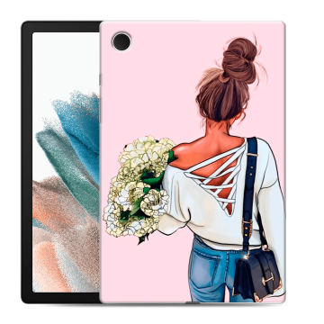 Силиконовый чехол на планшета Samsung Galaxy Tab A8 10.5 (2021) с принтом Девушка и букет