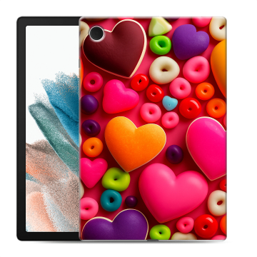 Силиконовый чехол на планшета Samsung Galaxy Tab A8 10.5 (2021) с принтом Сердечки