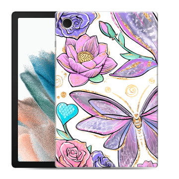 Силиконовый чехол на Samsung Galaxy Tab A8 10.5 (2021) с принтом Бабочки и цветы Силиконовый чехол на Samsung Galaxy Tab A8 10.5 (2021) с принтом Бабочки и цветы
