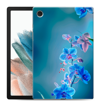 Силиконовый чехол на Samsung Galaxy Tab A8 10.5 (2021) с принтом Голубые цветы Силиконовый чехол на Samsung Galaxy Tab A8 10.5 (2021) с принтом Голубые цветы