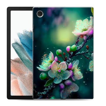 Силиконовый чехол на Samsung Galaxy Tab A8 10.5 (2021) с принтом Цветы и мрамор