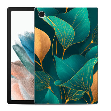Силиконовый чехол на Samsung Galaxy Tab A8 10.5 (2021) с принтом Листья и золото