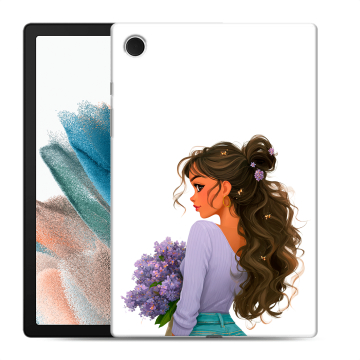 Силиконовый чехол на Samsung Galaxy Tab A8 10.5 (2021) с принтом девушка цветы