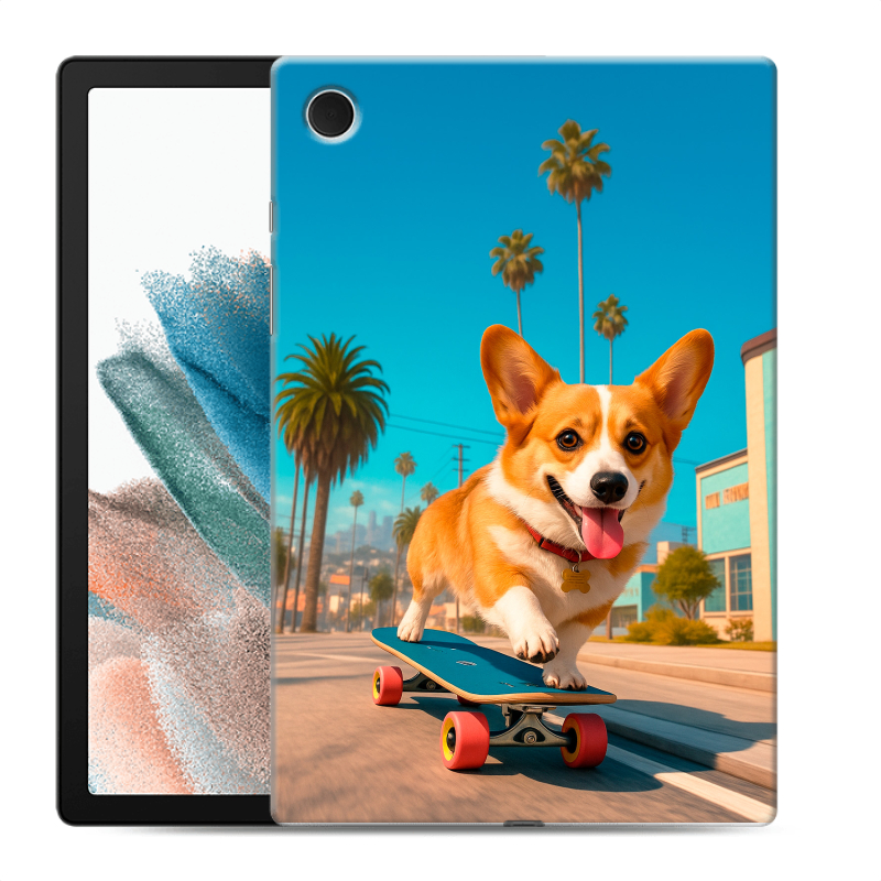 Силиконовый чехол на Samsung Galaxy Tab A8 10.5 (2021) с принтом Корги на скейте Силиконовый чехол на Samsung Galaxy Tab A8 10.5 (2021) с принтом Корги на скейте