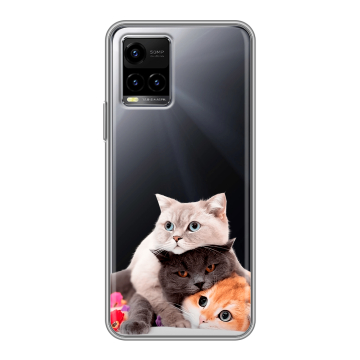 Силиконовый чехол на Vivo Y33s с принтом Кошки Силиконовый чехол на Vivo Y33s с принтом Кошки