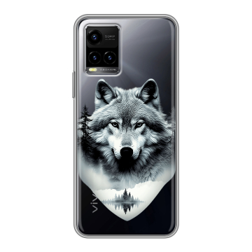 Силиконовый чехол на Vivo Y33s с принтом Волк в лесу