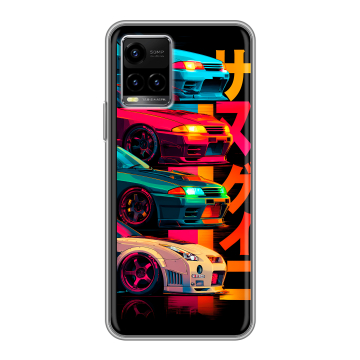 Силиконовый чехол на Vivo Y33s с принтом Гоночные машины