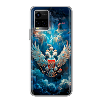 Силиконовый чехол на Vivo Y33s с принтом Герб флаг России