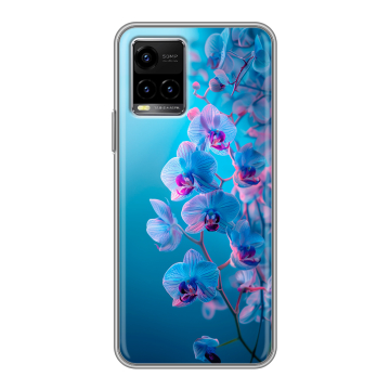 Силиконовый чехол на Vivo Y33s с принтом голубые орхидеи