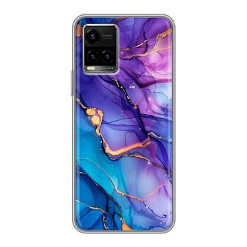 Силиконовый чехол на Vivo Y33s с принтом синий мрамор