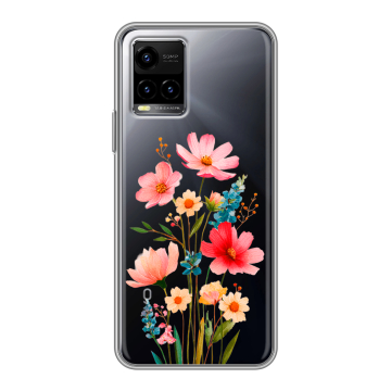Силиконовый чехол на Vivo Y33s с принтом Цветы Силиконовый чехол на Vivo Y33s с принтом Цветы